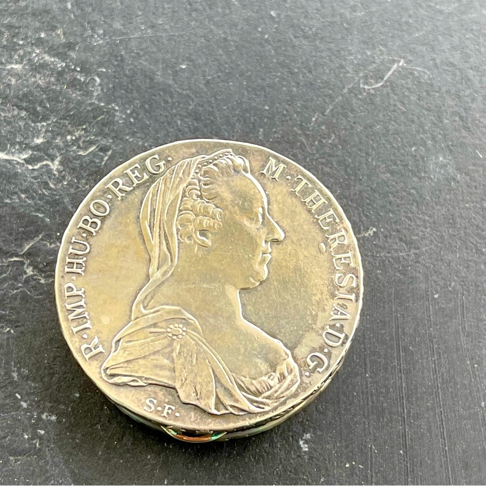 1780 Maria Theresa Thaler Coin Sterling Silver Smuggler Box